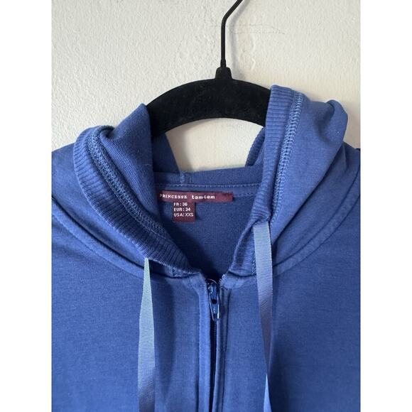 Princesse Tam Tam Romper Women’s Size XXS Blue Hooded 2” Inseam Bow Pockets - Picture 3 of 9